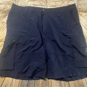 Columbia Navy Blue Nylon Stretch Waist Cargo Outdoor Fishing Shorts
